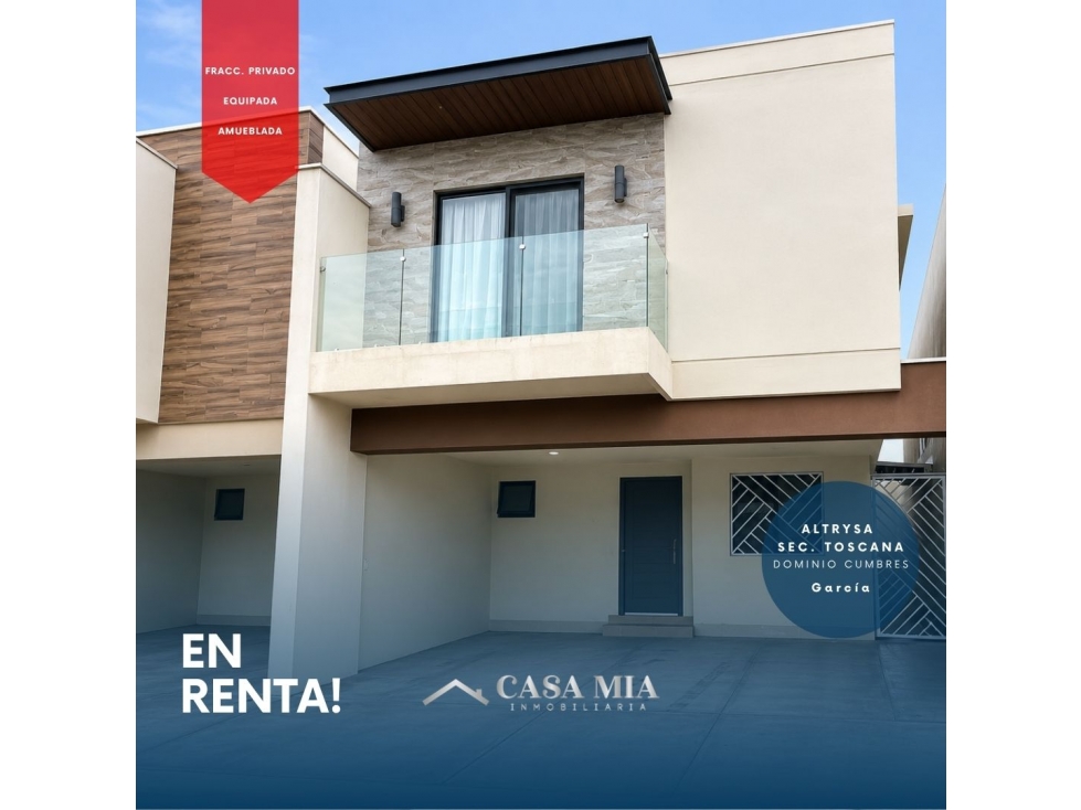 Casa Renta Amueblada Altrysa Sec. Toscana, García, N.L. - 1