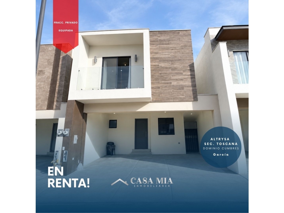 Casa en Renta en Altrysa Sec. Toscana, García, N.L. - 1