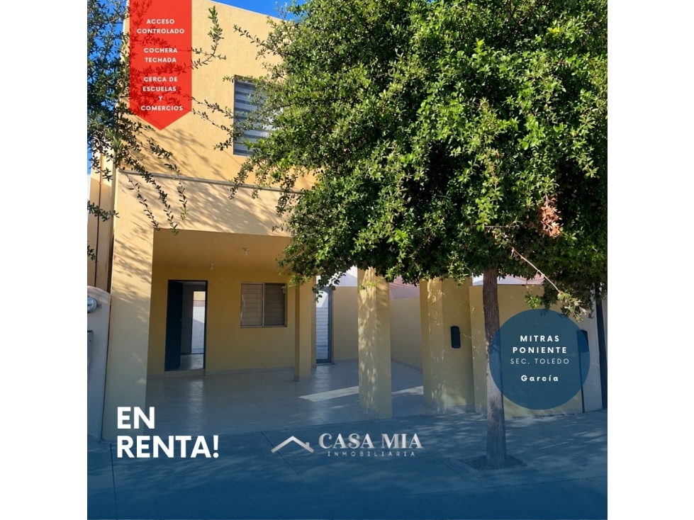 Casa en Renta en Mitras Poniente Sec. Toledo, García, N.L.