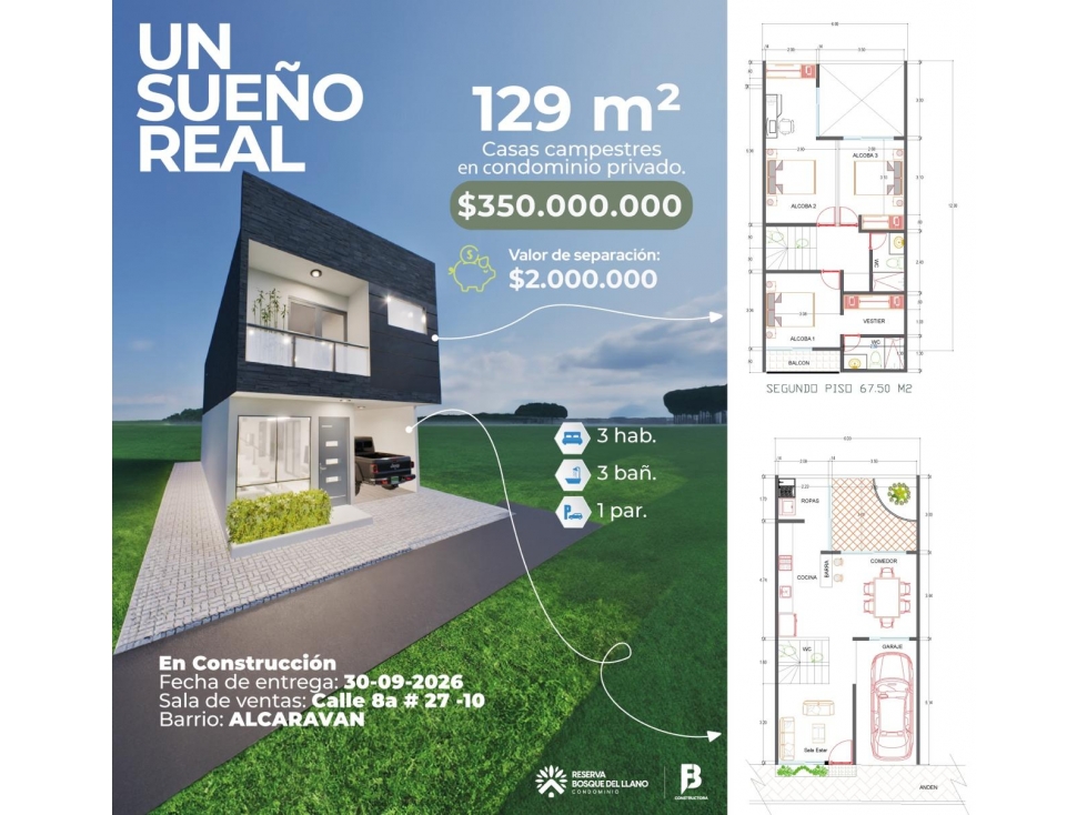 VENTA CASA NUEVAS ACACIAS META ENTRGA 2026 - 2