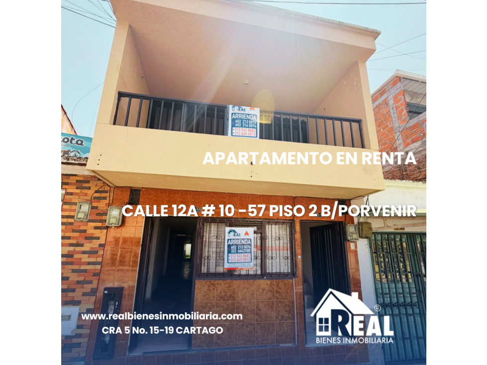 ARRENDAMIENTO APARTAMENTO EL PORVENIR CARTAGO VALLE
