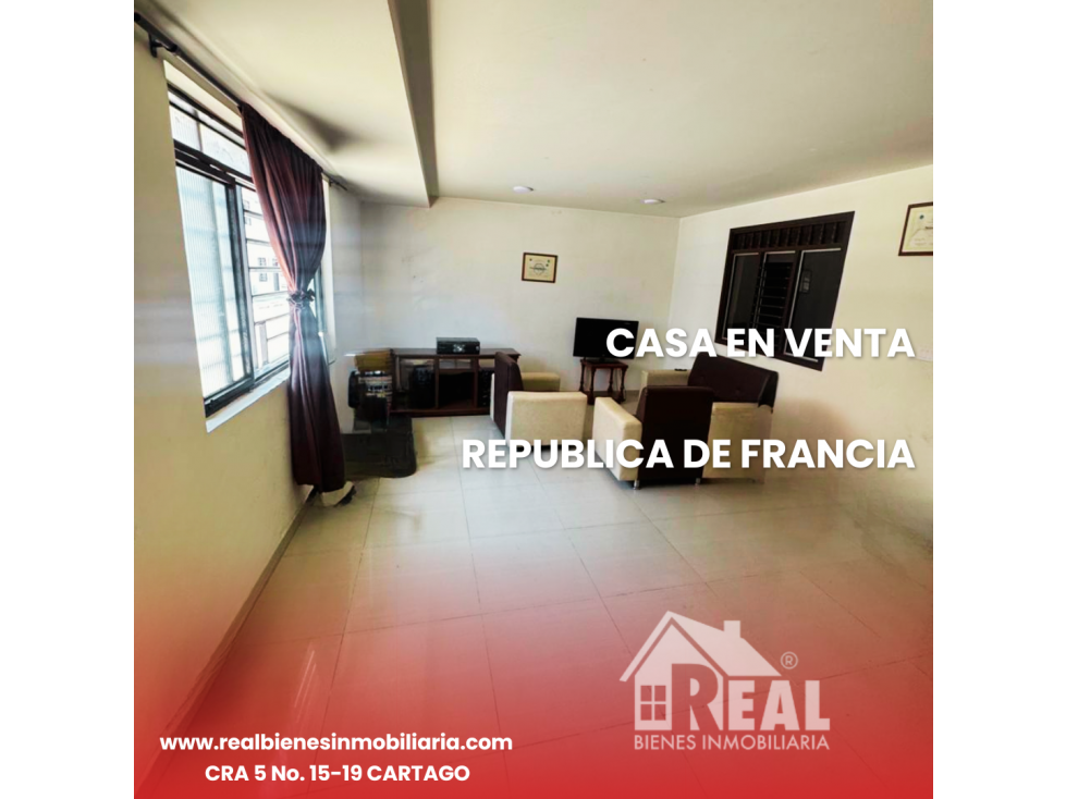 VENTA CASA REPUBLICA DE FRANCIA CARTAGO VALLE