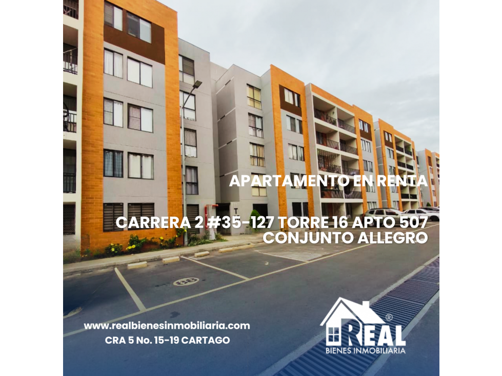 ARRENDAMIENTO APARTAMENTO CONJUNTO ALLEGRO CARTAGO VALLE