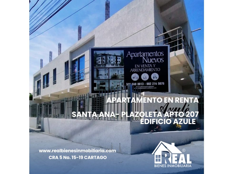 ARRENDAMIENTO APARTAMENTO SANTA ANA CARTAGO VALLE