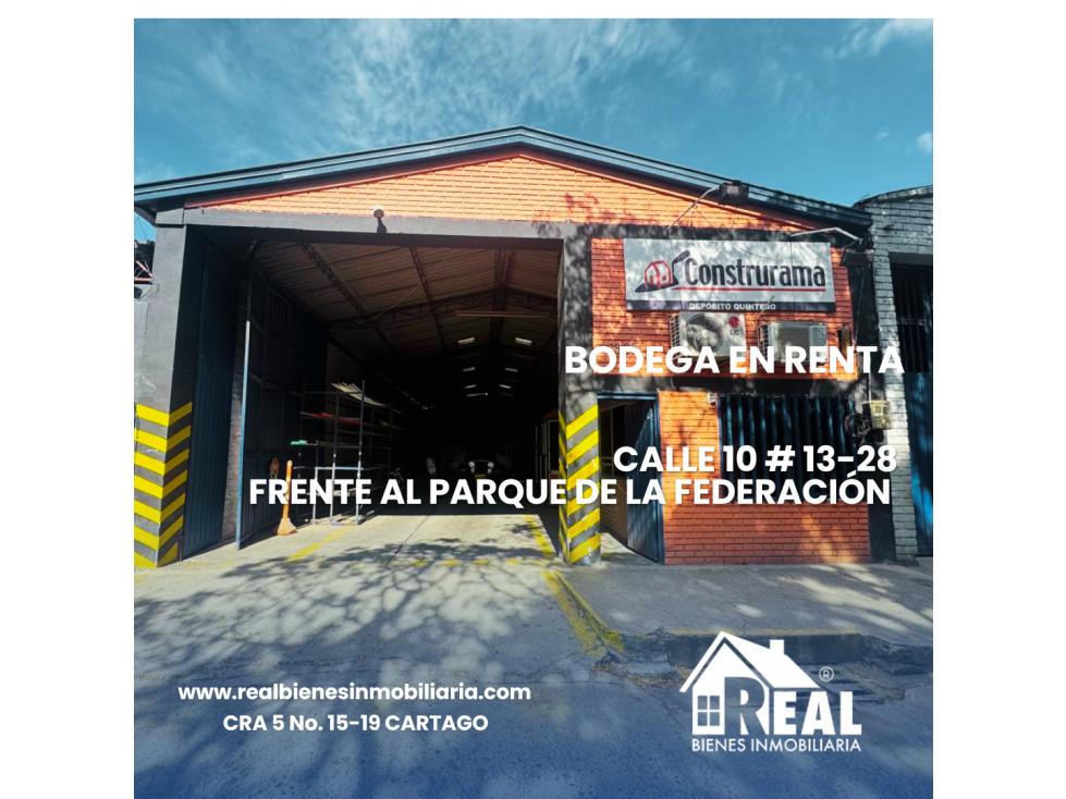ARRENDAMIENTO BODEGA FRENTE AL PARQUE LA FEDERACIÓN CARTAGO VALLE - 1