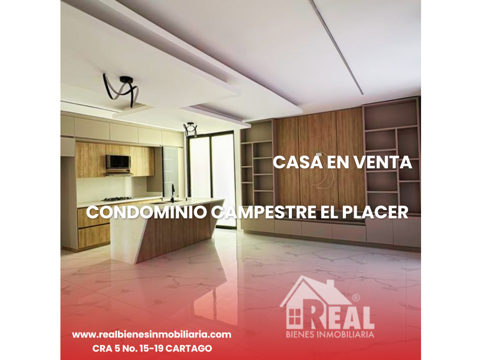 VENTA CASA CONDOMINIO CAMPESTRE EL PLACER CARTAGO VÍA ZARAGOZA