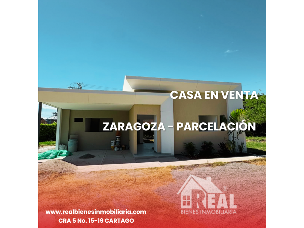 VENTA CASA SEMI CAMPESTRE PARCELACIÓN ZARAGOZA-CARTAGO