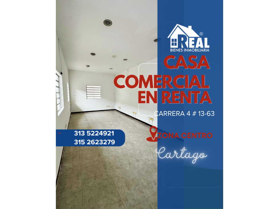 ARRENDAMIENTO CASA COMERCIAL ZONA CENTRO CARTAGO VALLE - 1