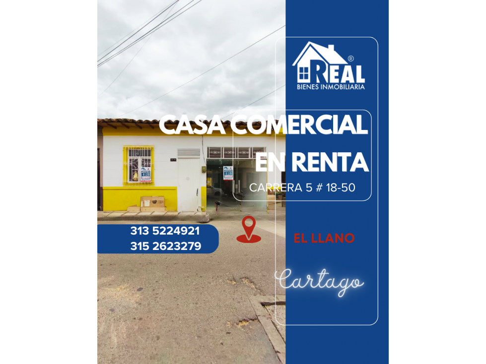 ARRENDAMIENTO CASA COMERCIAL CARTAGO VALLE