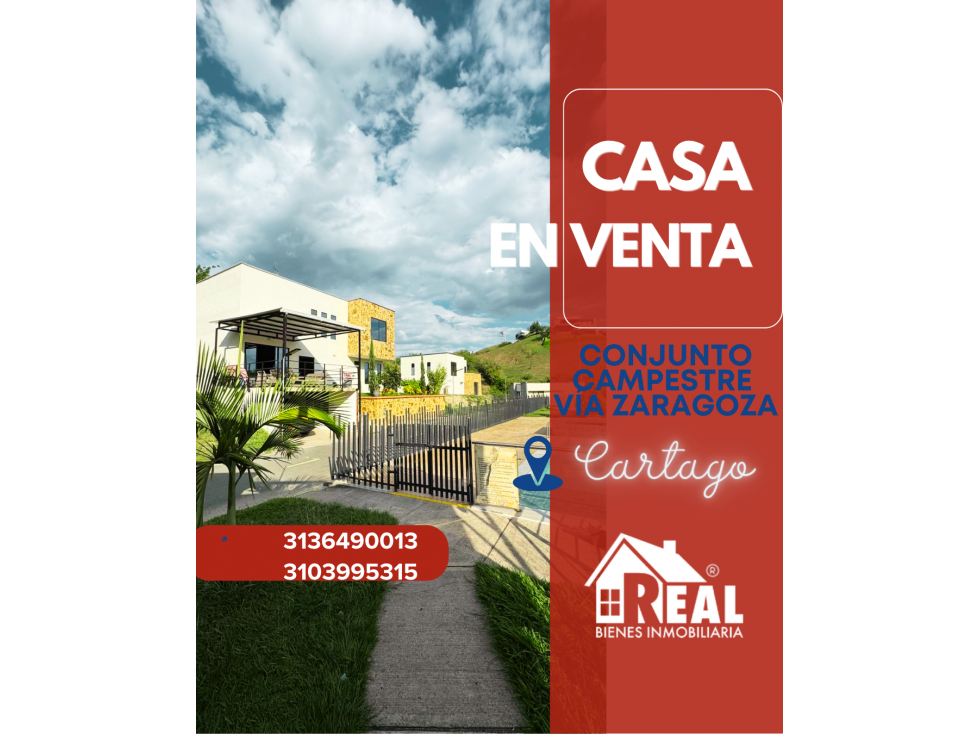 CASA EN VENTA CONJUNTO CAMPESTRE VÍA ZARAGOZA