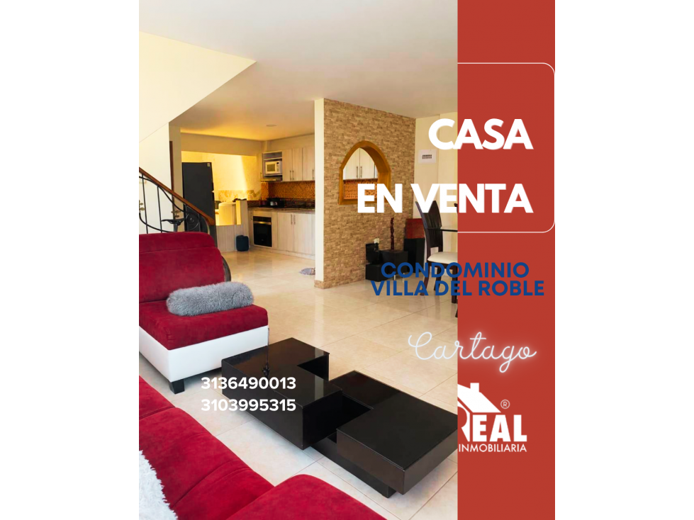 VENTA CASA CONDOMINIO VILLA DEL ROBLE CARTAGO VALLE