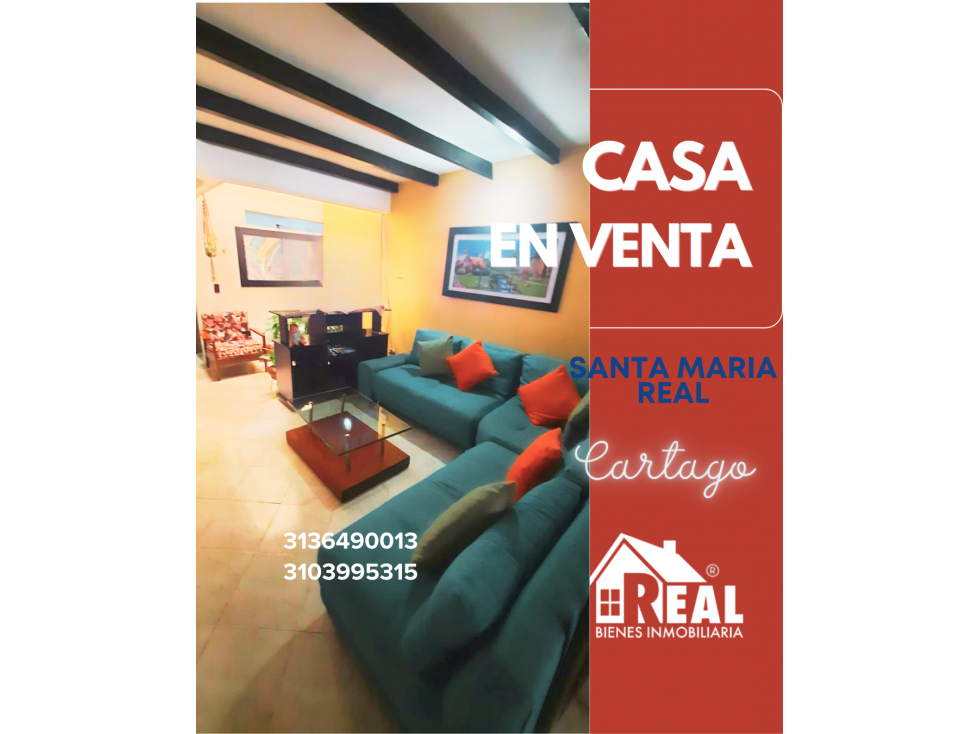 VENTA CASA SANTA MARIA REAL CARTAGO VALLE