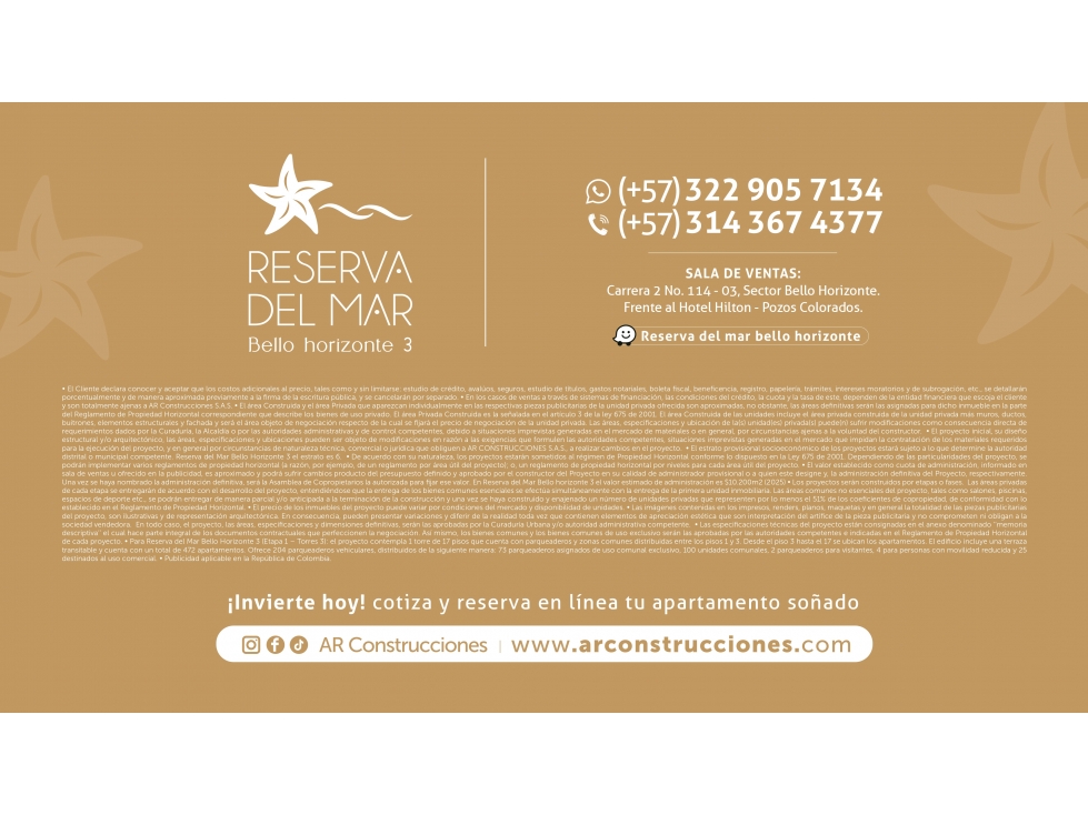 RESERVA DEL MAR - BELLO HORIZONTE 3 SOBRE PLANOS