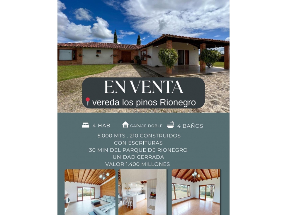 CASA CAMPESTRE EN RIONEGRO ( VEREDA LOS PINOS) / LOTE DE 5.000 M2/ — foto 3