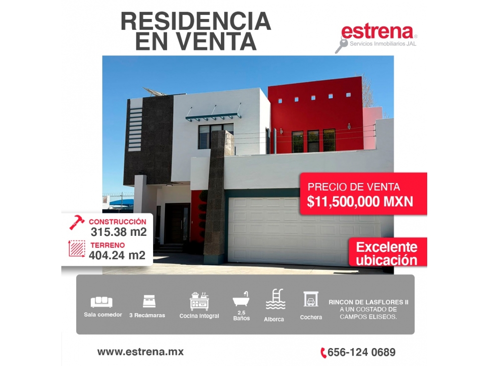 RESIDENCIA EN VENTA A UN COSTADO DE CAMPOS ELISEOS