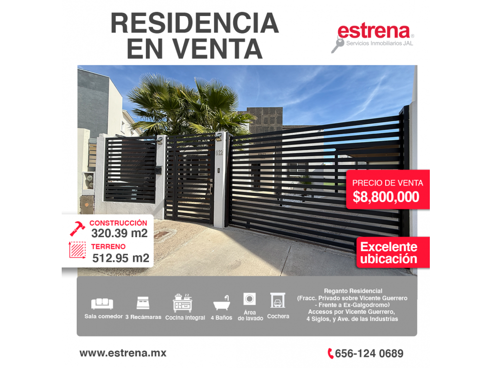 RESIDENCIA EN VENTA EN FRACCIONAMIENTO PRIVADO