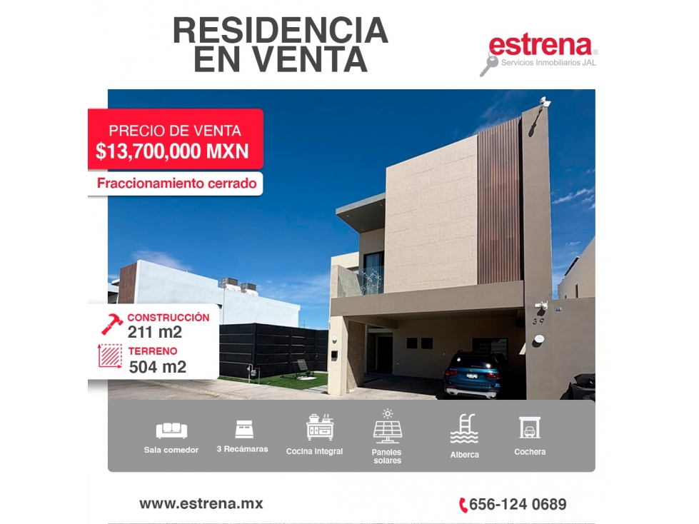 RESIDENCIA EN VENTA DENTRO DE FRACCIONAMIENTO CERRADO