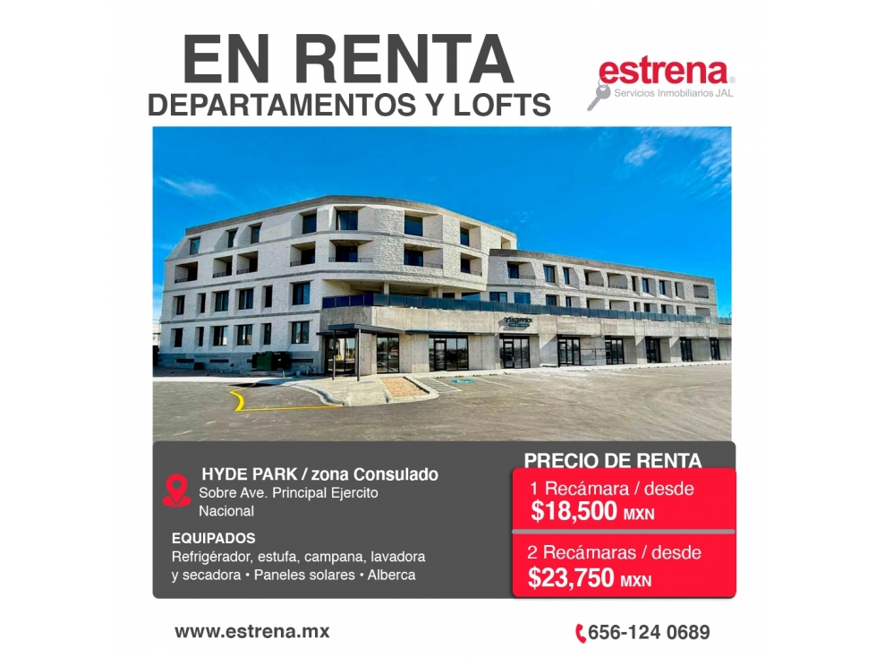 DEPARTAMENTOS Y LOFTS EN RENTA EN HYDE PARK - 1