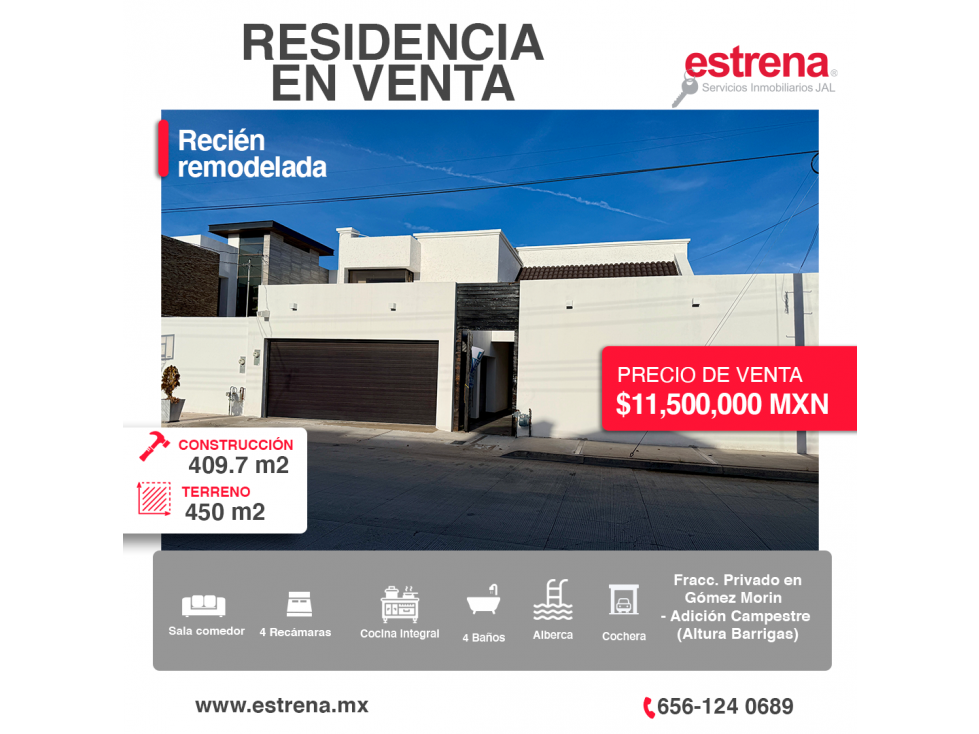 RESIDENCIA EN VENTA RECIEN REMODELADA
