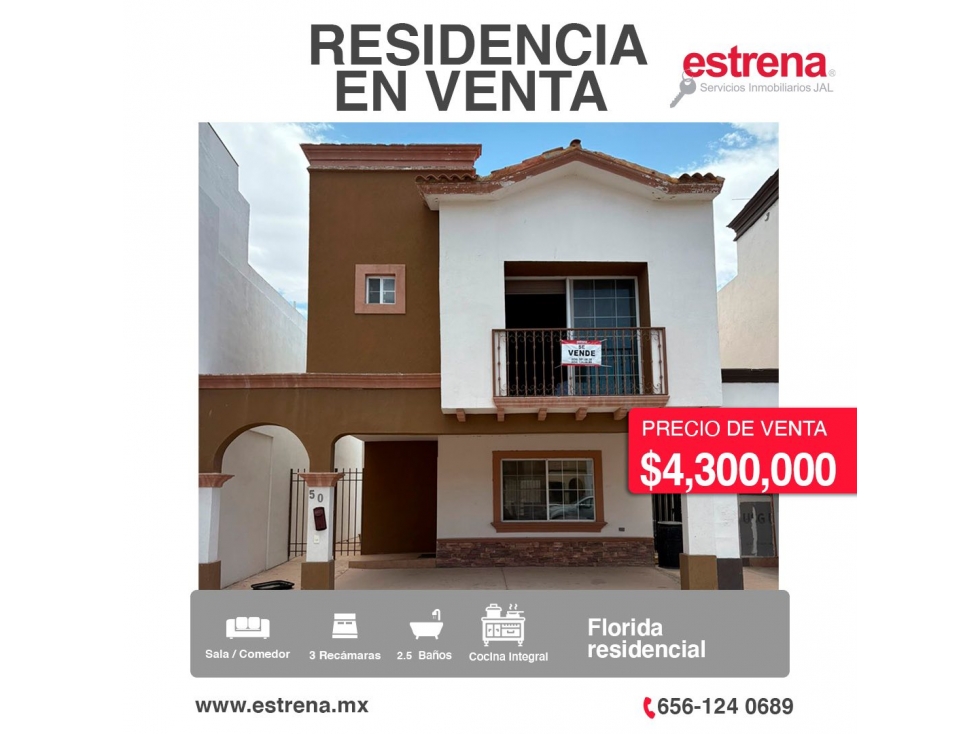 RESIDENCIA EN VENTA EN UBICACION PRIVILEGIADA LA FLORIDA