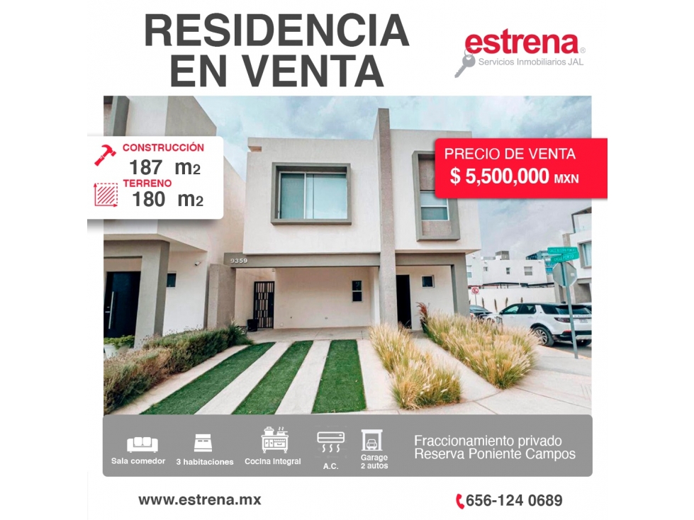 RESIDENCIA MODERNA EN VENTA EN FRACCIONAMIENTO PRIVADO