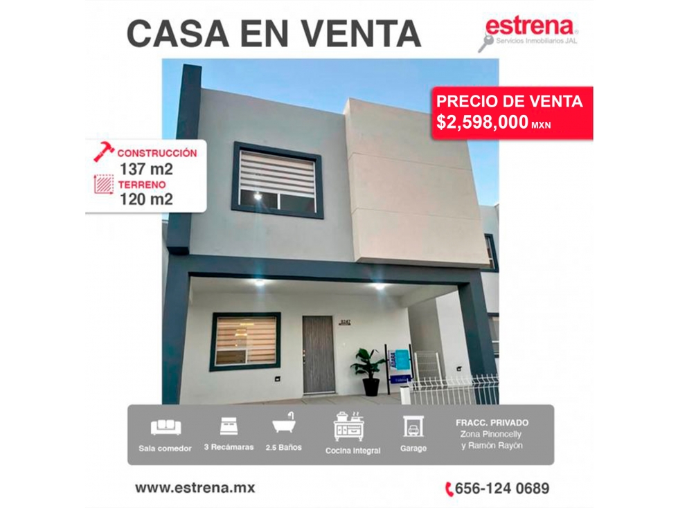 CASA EN VENTA CERCA DE PLAZA PINOCELLI
