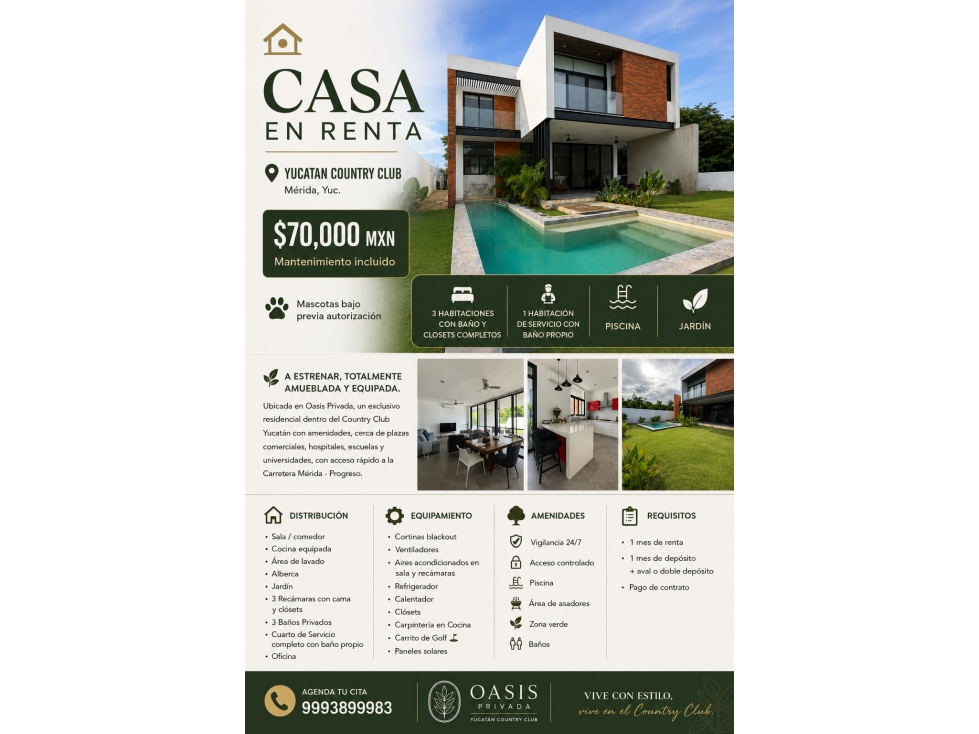 RENTA CASA EN YUCATAN COUNTRY CLUB — foto 3