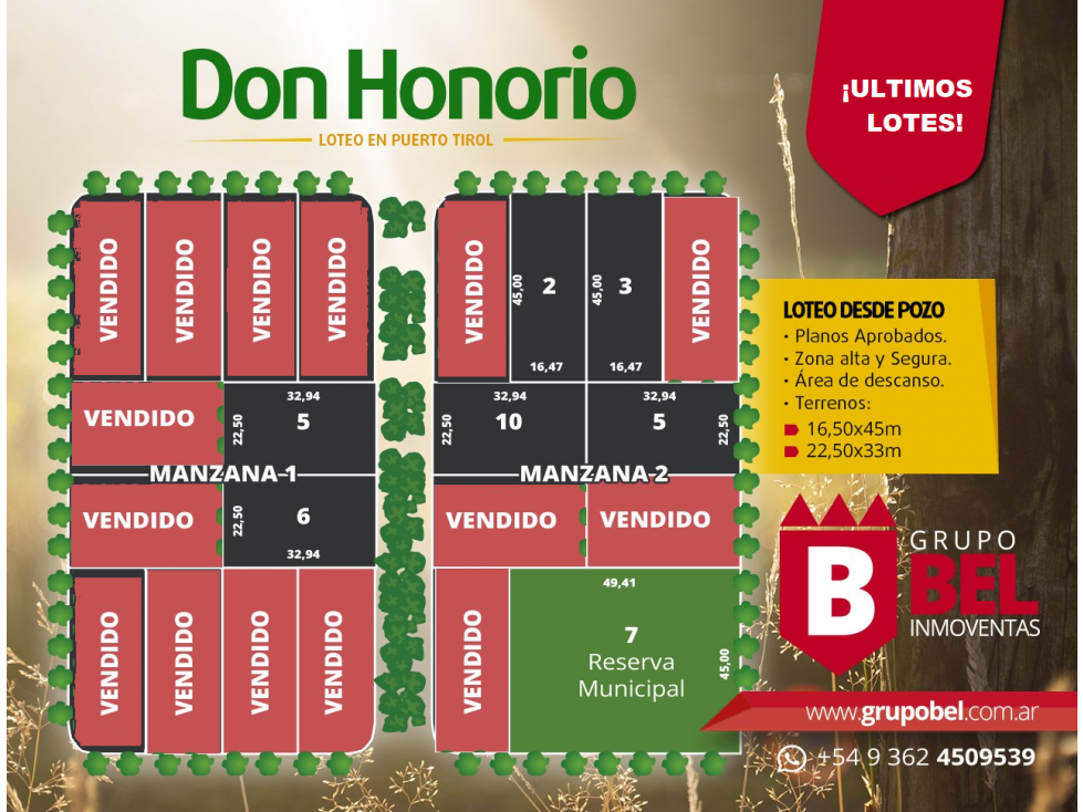 Últimos terrenos en Don Honorio hasta 12 cuotas sin entrega! - 2