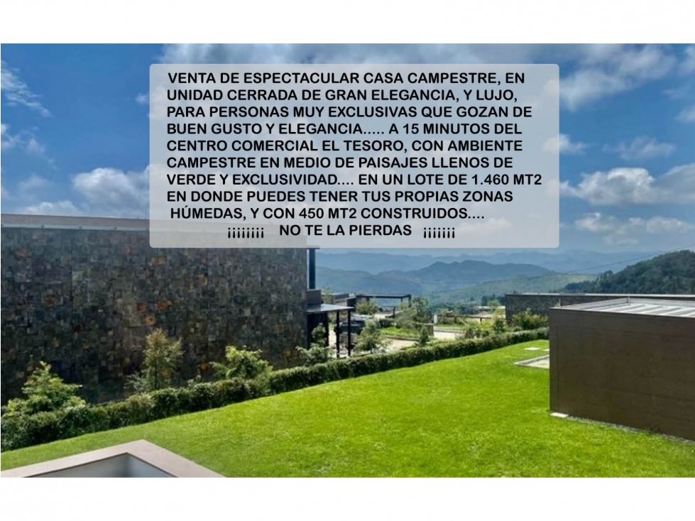 Venta casa campestre Medellín poblado palmas sin peaje luxury lujo