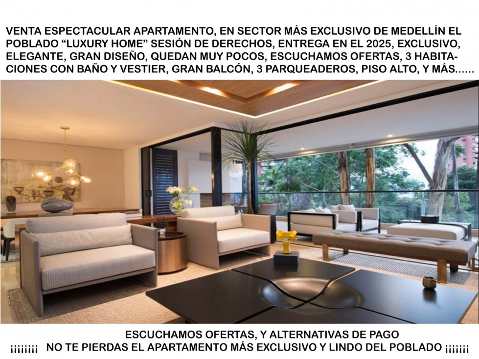 Venta apartamento Medellín poblado tesoro oportunidad luxury home