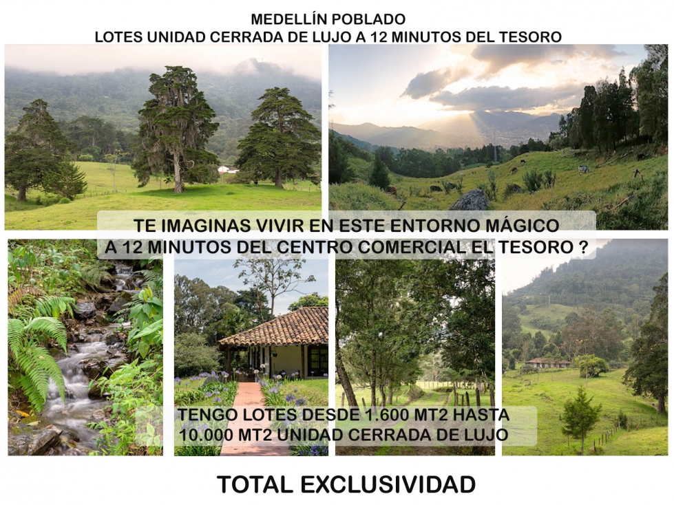 Venta lote parcelación Medellín poblado palmas exclusivo lujo luxury