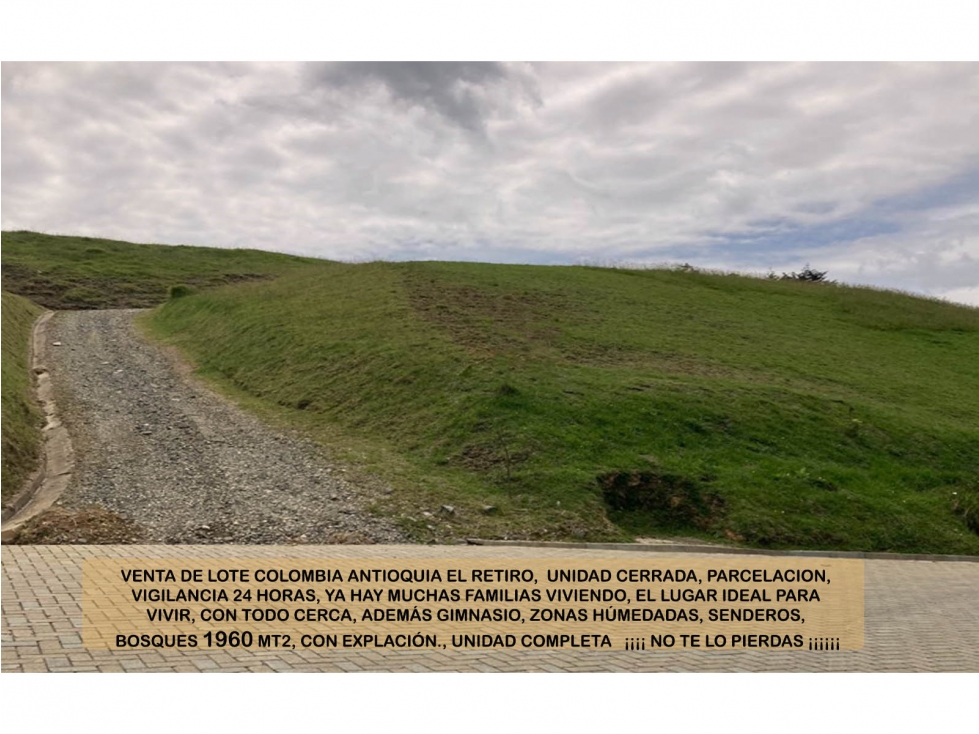 venta lote oriente retiro antioquia parcelación valorización tipo club