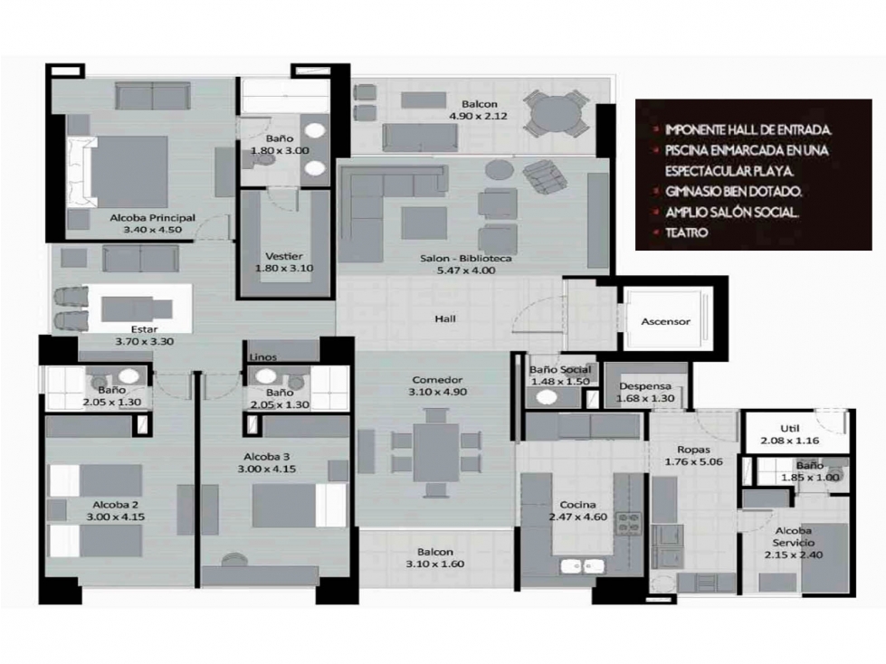 Venta Apartamento Medellín poblado lujo moderno luxury 192 mt2 vista — foto 3