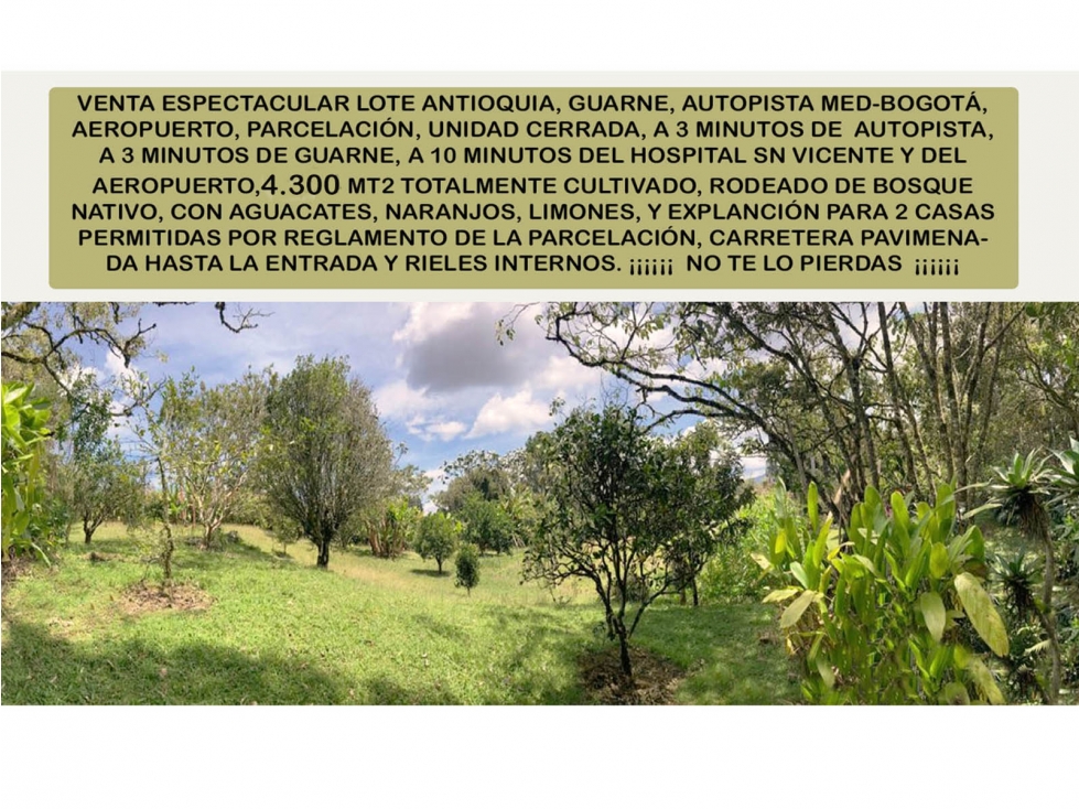 venta lote antioquia guarne túnel autopista aeropuerto parcelación — foto 3