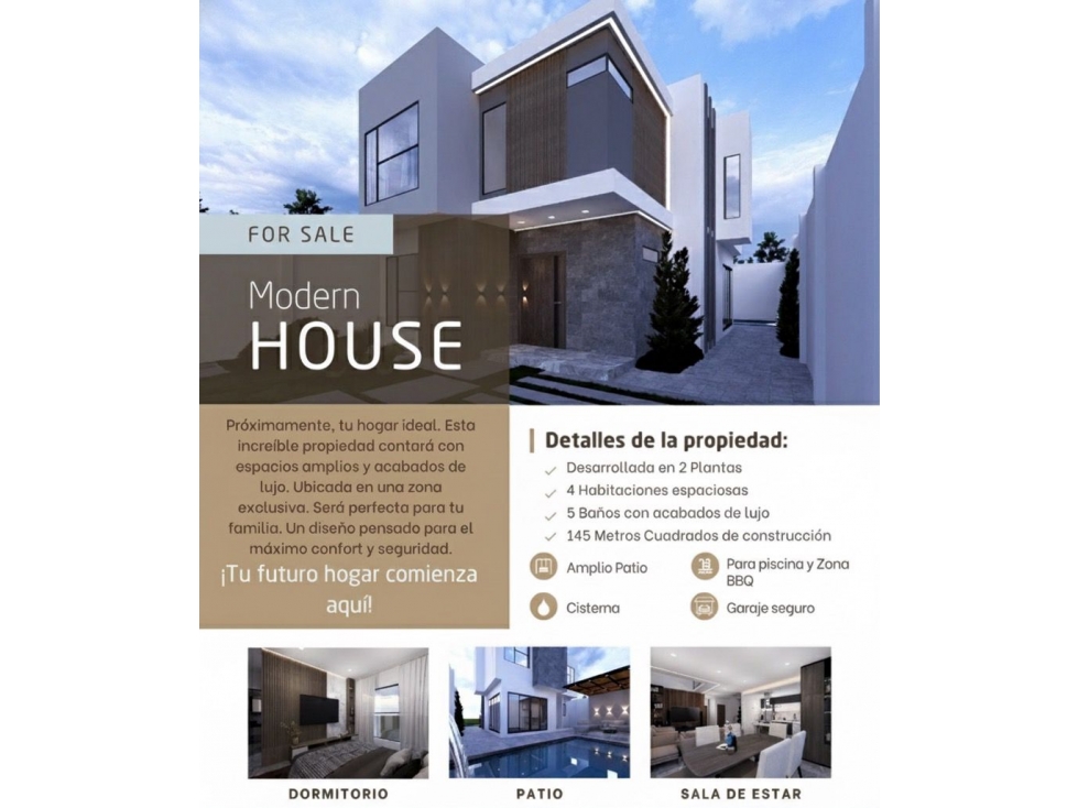 MODERNA CASA DE 4 HAB EN VENTA - ZONA SUR DE MANTA - VB
