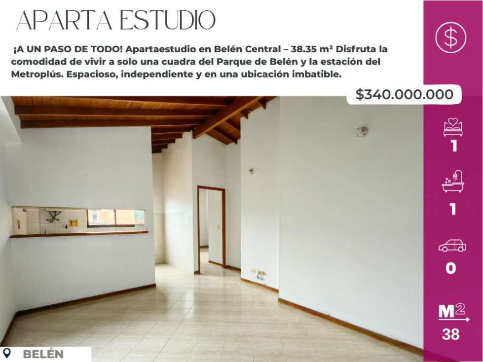 Aparta estudio en venta 5 piso sin ascensor Belen Parque