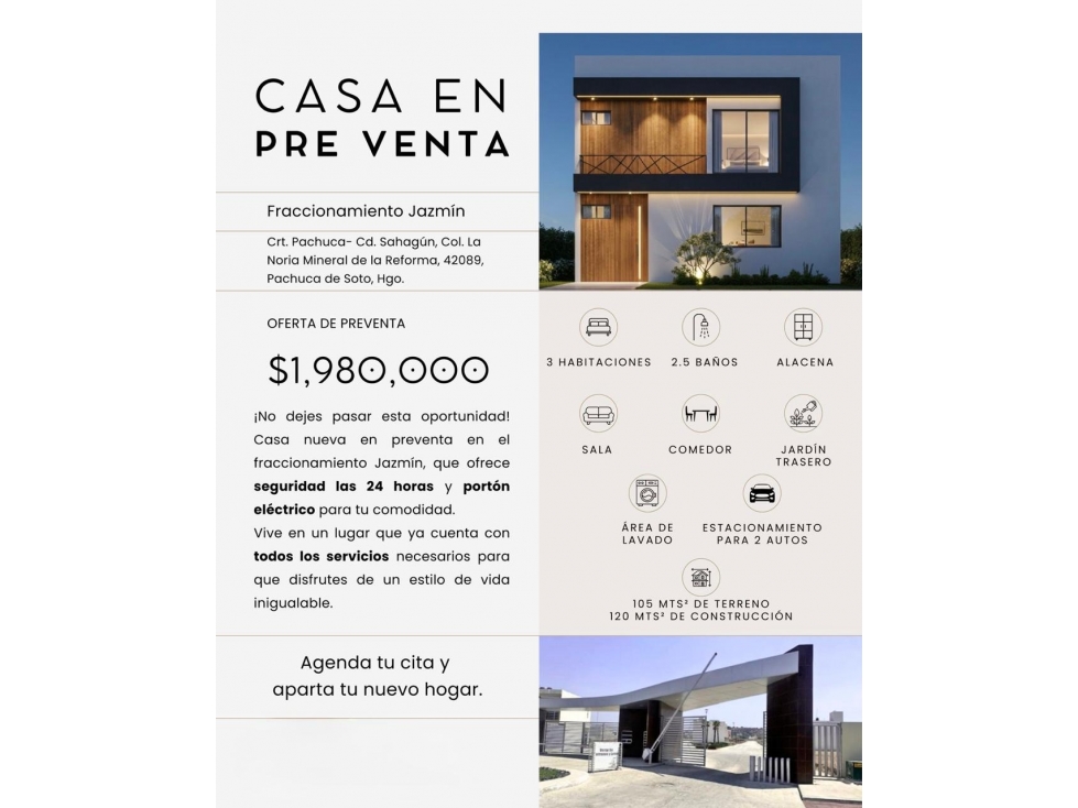 CASA EN PREVENTA EN MINERAL DE LA REFORMA HGO