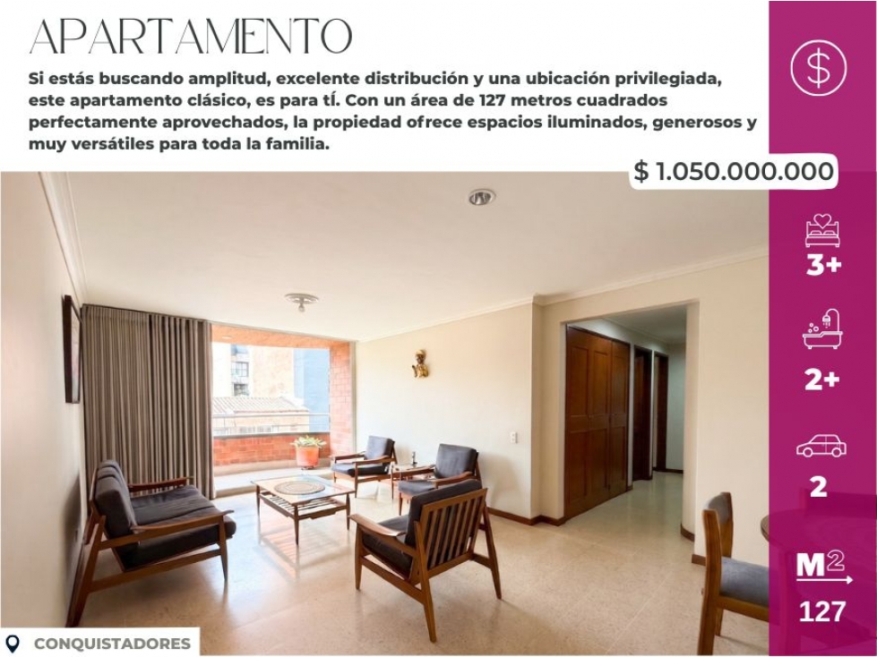 Apartamento de 127m² en Conquistadores, en venta