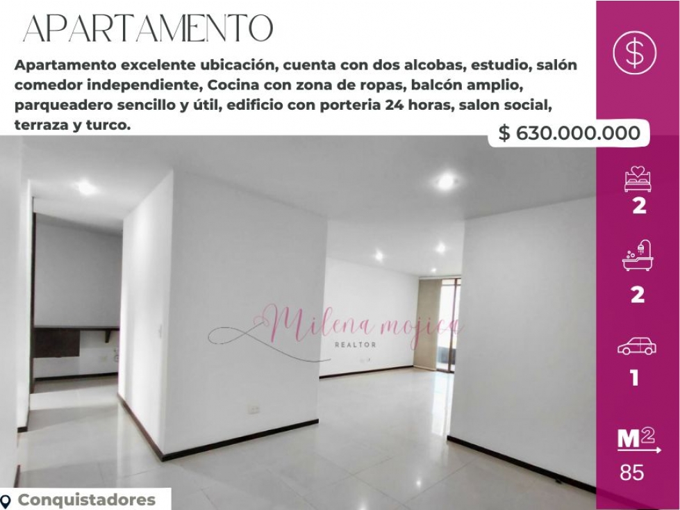 APARTAMENTO EN VENTA CONQUISTADORES