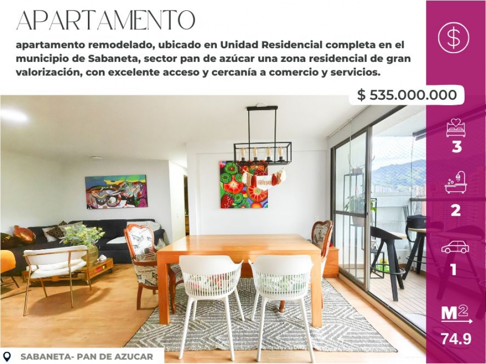 Lindo Apartamento en Sabaneta piso alto.