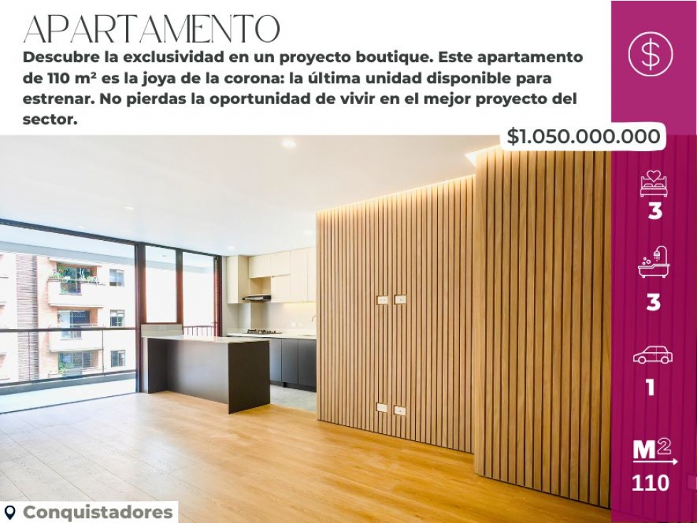 ¡Ãltima Unidad! Apartamento Boutique, para estrenar