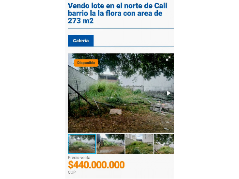 LOTE BARRIO LA FLORA 273 M2 CON PROYECTO APROBADO VENTAJAS C070926-1 — foto 3