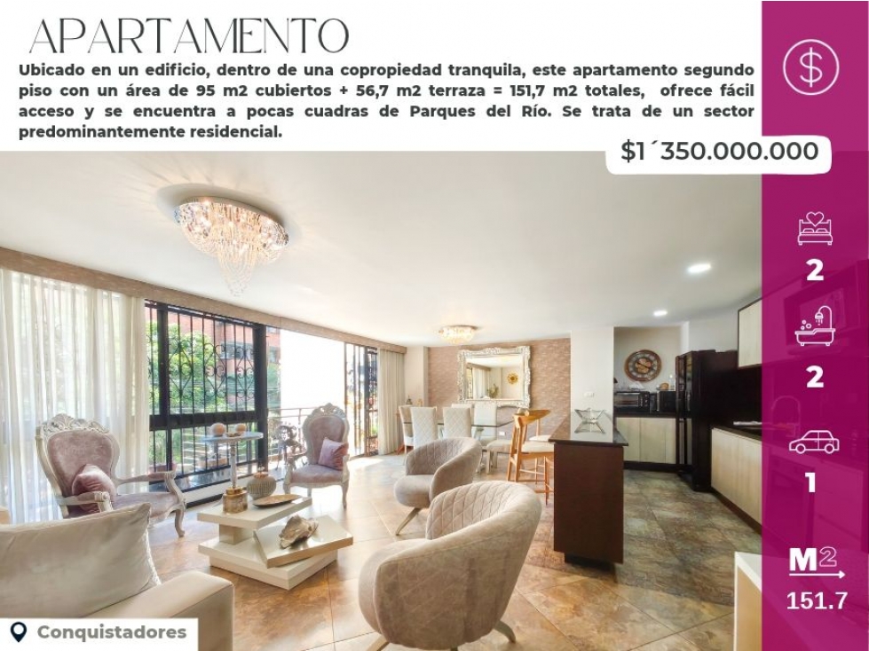 Exclusivo Apto con Gran Terraza en Conquistadores