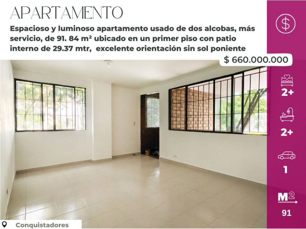 Apartamento en venta 1 piso conquistadores