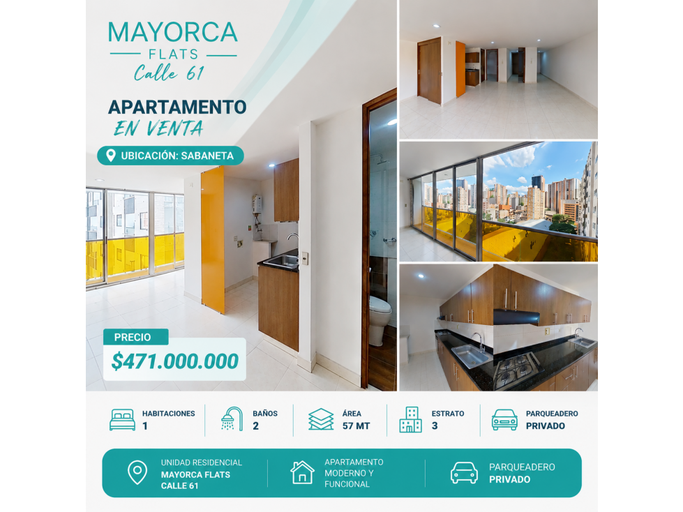 Vendo apartamento en Mayorca flats calle 61