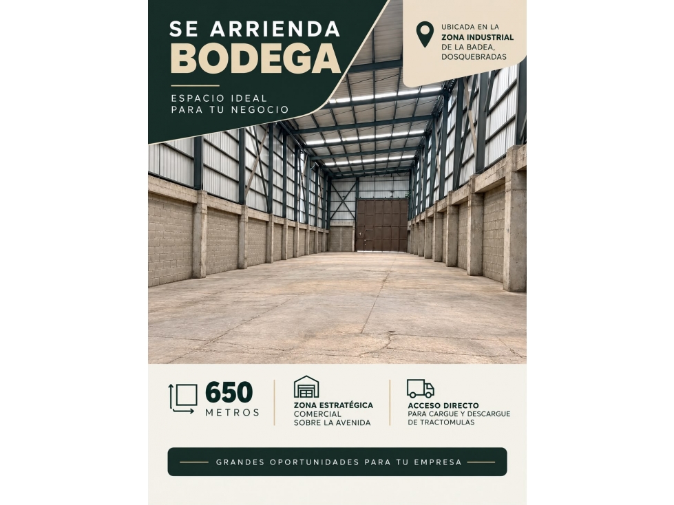 SE RENTA BODEGA EN ZONA INDUSTRIAL LA BADEA - 1