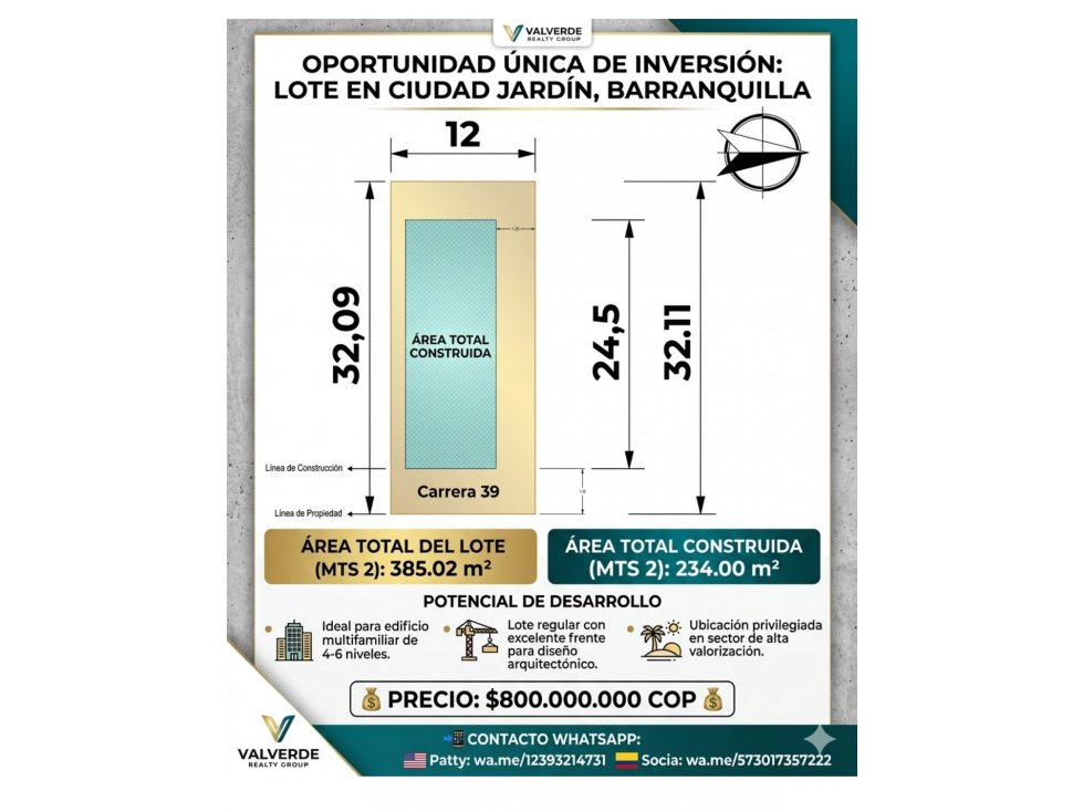 2618 CASA o CASA LOTE EN CIUDAD JARDÍN! $800M 385ms2 Rica