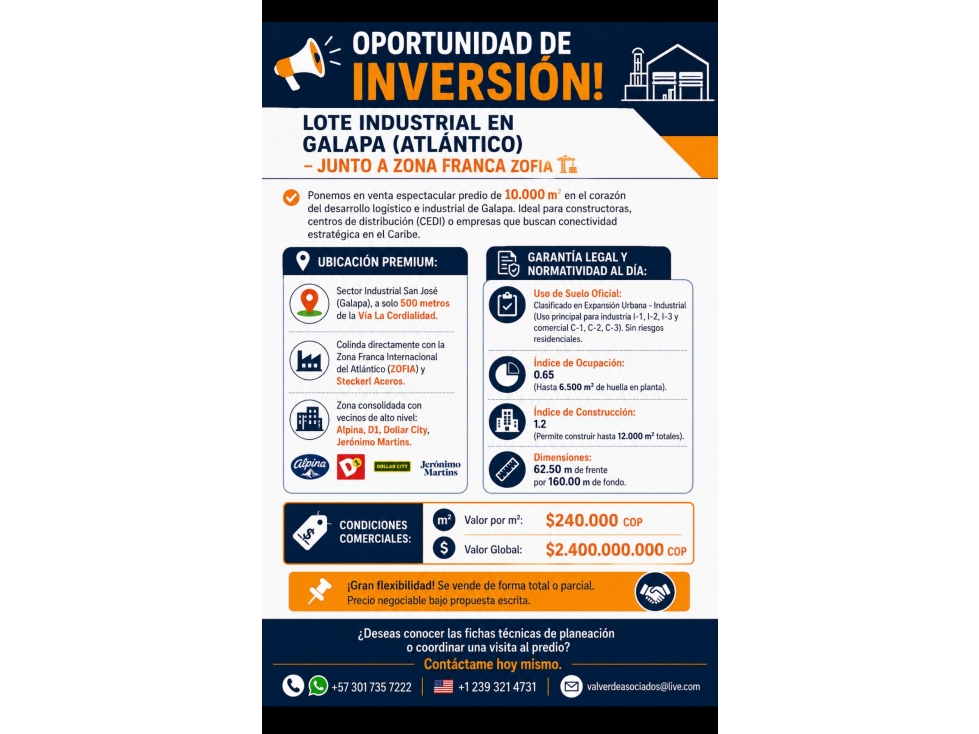 2621 LOTE INDUSTRIAL EN GALAPA OPORTUNIDAD DE INVERSION!! - 1