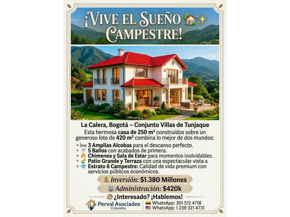 2586 CASA CAMPESTRE LA CALERA Villas de Tunjaque | BOGOTÁ