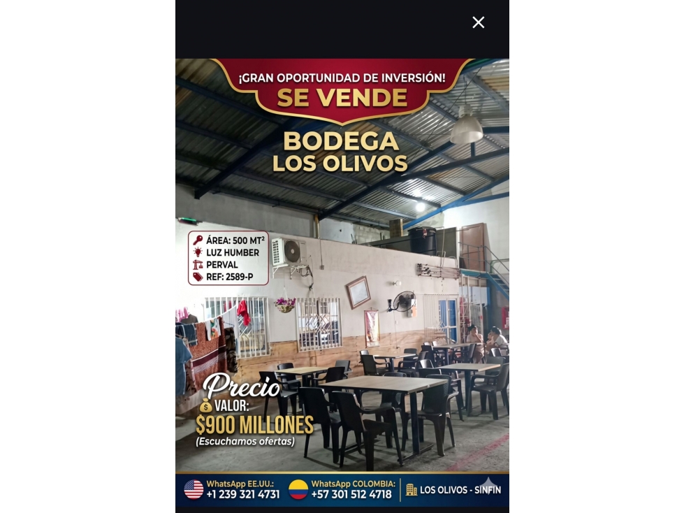 2589 BARRANQUILLA TREMENDA BODEGA!